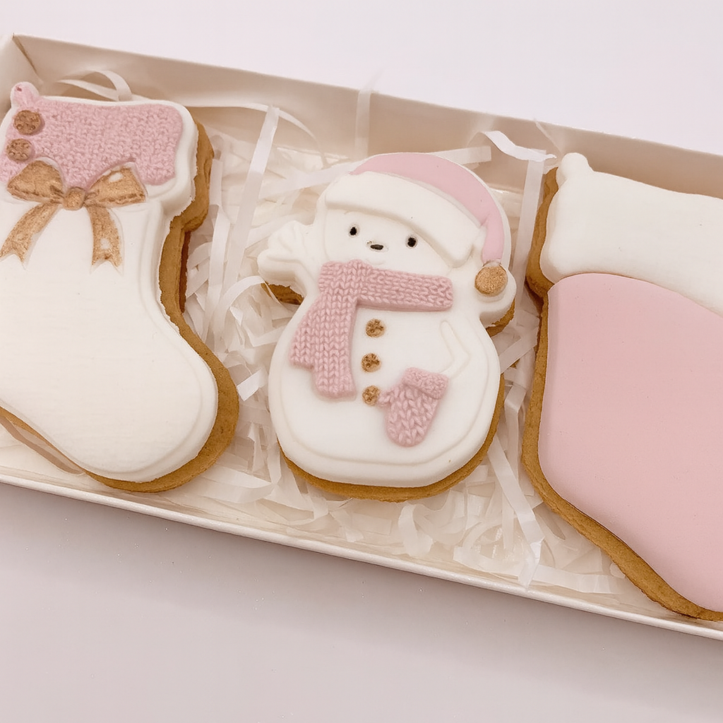 3 piece Christmas snowman & stocking cookie set