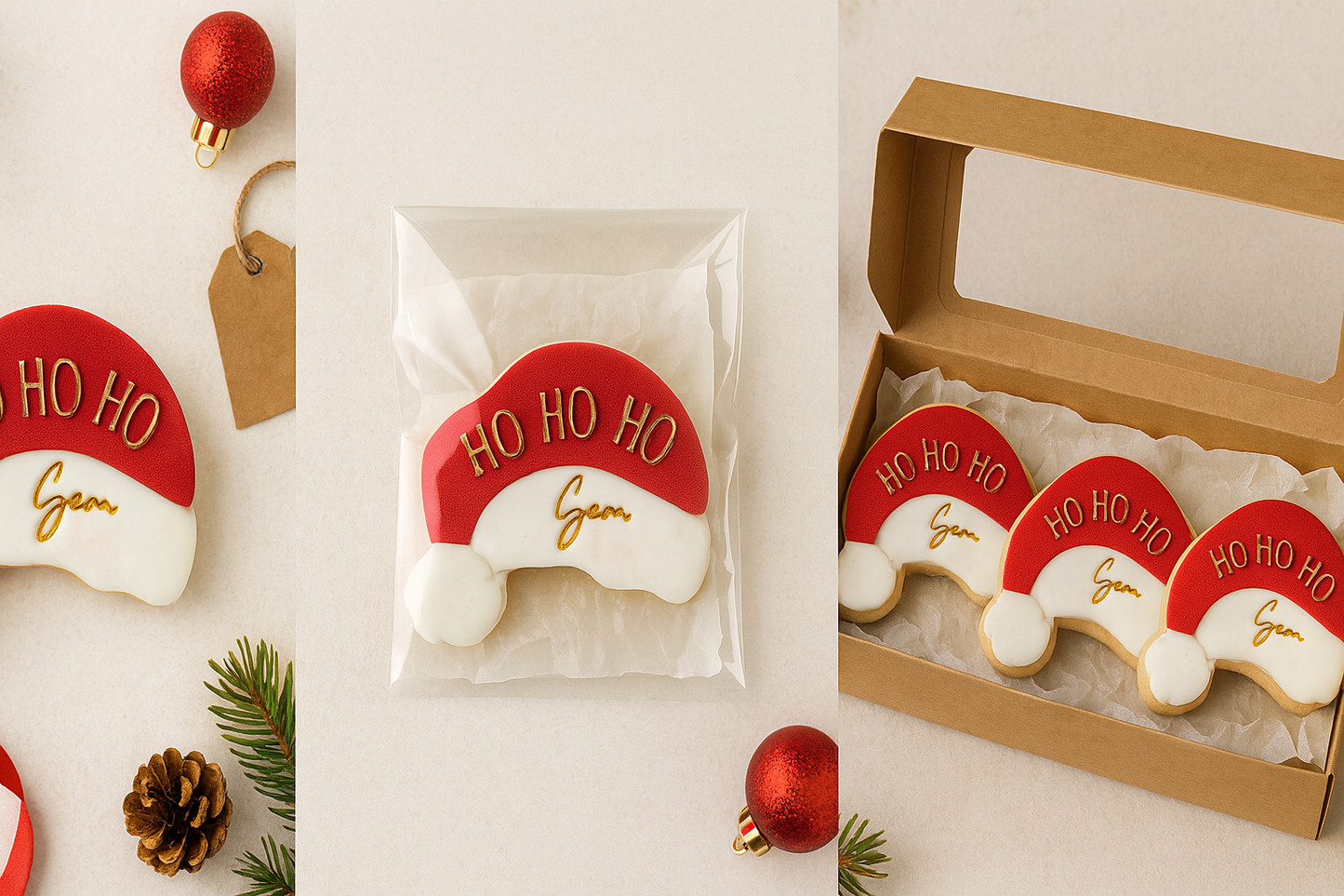 Santa hat cookie, customisable