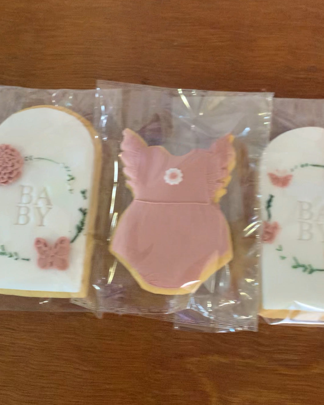 Blush romper baby announcement cookie 6 piece set