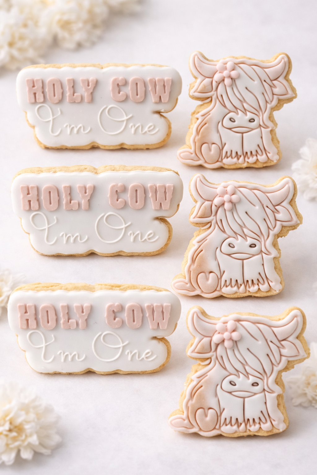 Holy Cow I’m One Cookies | Highland Cow First Birthday Cookies