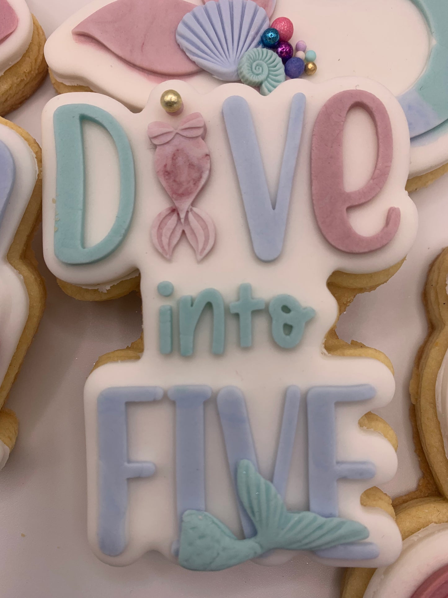 Mermaid Cookie Set – 5 Piece | Dive Into 5 | 5th Birthday Cookies | Boss Bakes | Mermaid Party Favours | Ships Australia Wide