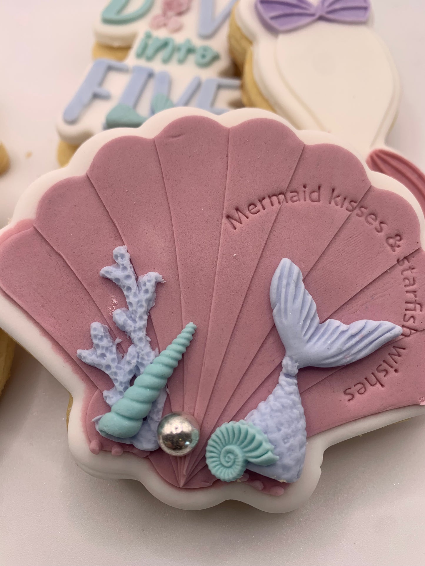 Mermaid Cookie Set – 5 Piece | Dive Into 5 | 5th Birthday Cookies | Boss Bakes | Mermaid Party Favours | Ships Australia Wide