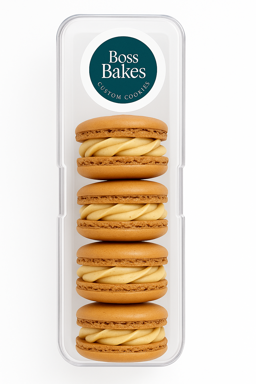 Salted caramel macarons made by Boss Bakes