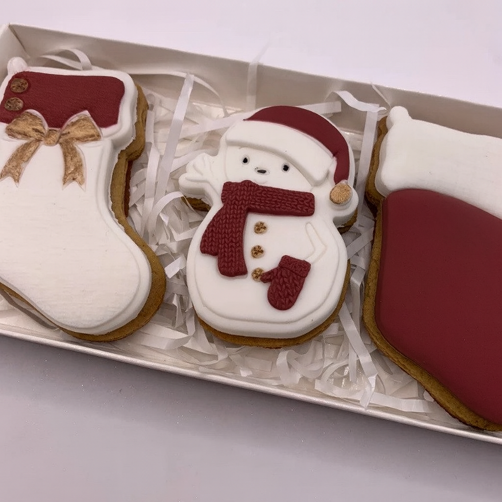 3 piece Christmas snowman & stocking cookie set