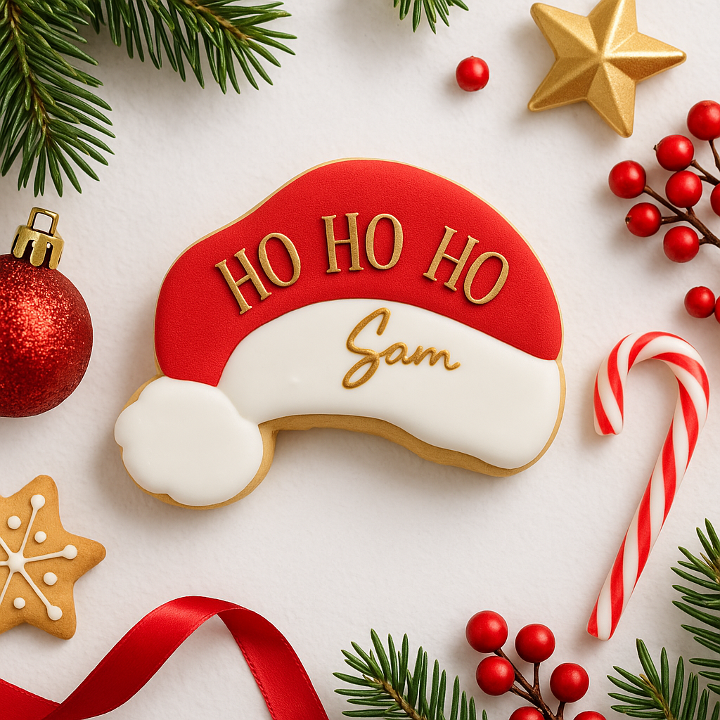 Santa hat cookie, customisable