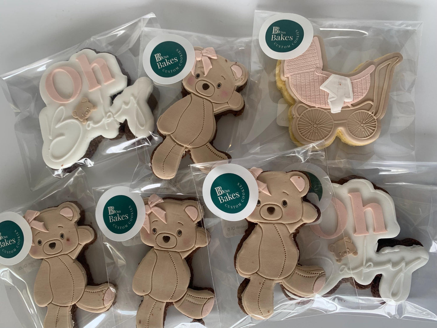Oh baby shower 7 piece cookie set.