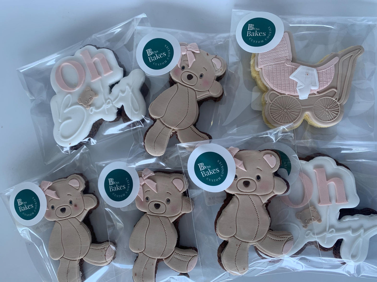 Oh baby shower 7 piece cookie set.